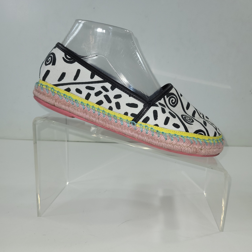 Sophia Webster Black and White Patterned Espadrilles Loafers Size 38.5
